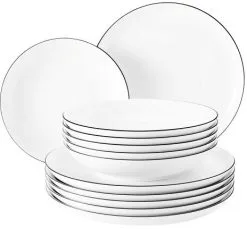 Seltmann Weiden Lido Black Line Tafelservice 12-teilig Rund