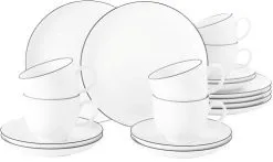 Seltmann Weiden Lido Black Line Kaffeeservice 18-teilig Rund
