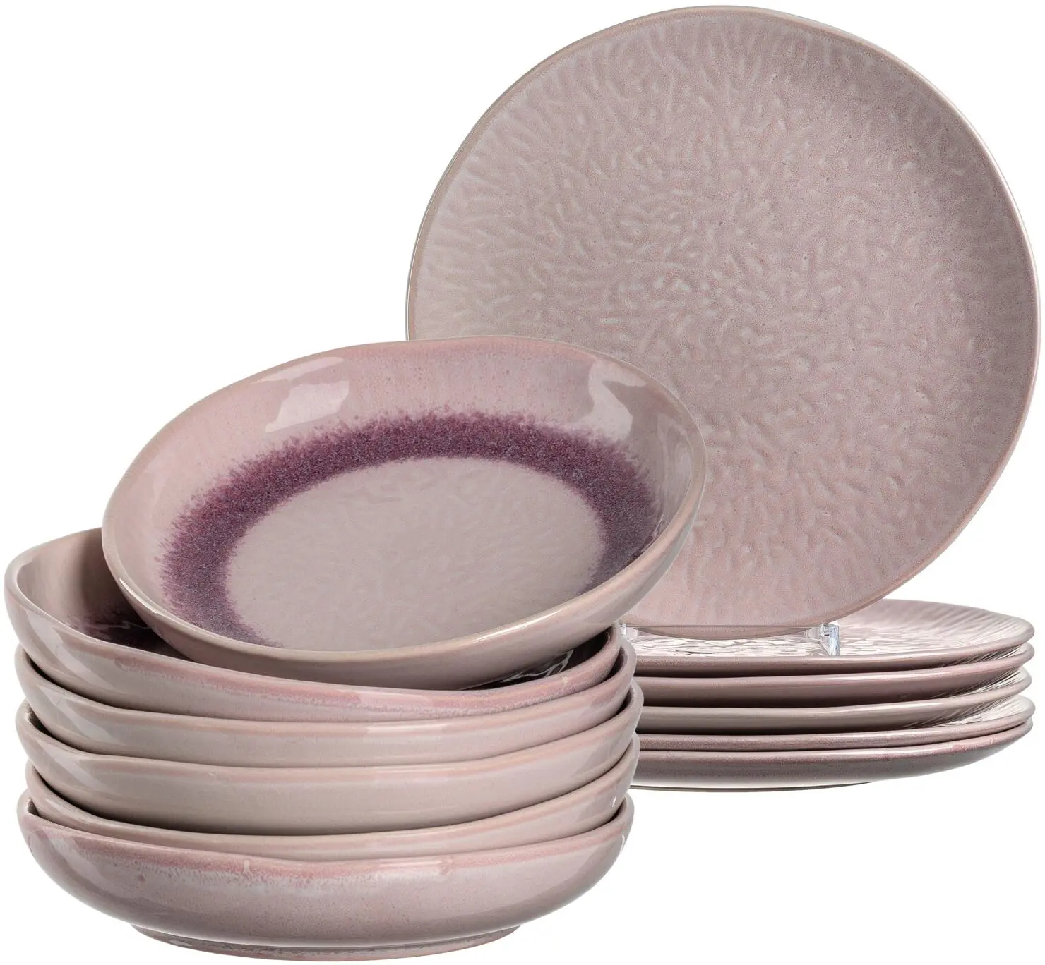 Leonardo Tellerset MATERA 12-teilig Rosé Keramik 1 Leonardo Tellerset MATERA 12-teilig Rosé Keramik