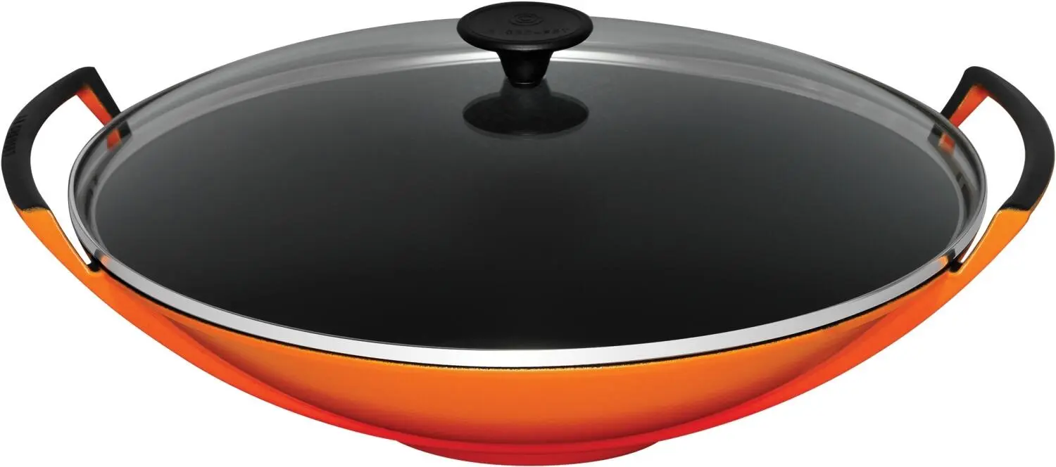 Le Creuset Wok Aus Gusseisen Mit Glasdeckel In Ofenrot 1 Le Creuset Wok Aus Gusseisen Mit Glasdeckel In Ofenrot