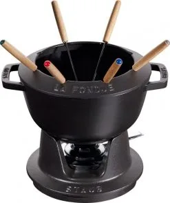 Staub Fondueset Aus Gusseisen In Schwarz