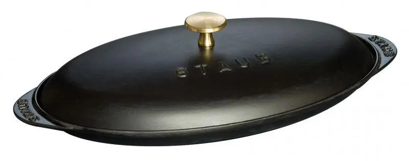 Staub Fischplatte Mit Deckel Aus Gusseisen 1 Staub Fischplatte Mit Deckel Aus Gusseisen
