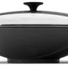 Le Creuset Wok Aus Gusseisen Mit Glasdeckel In Schwarz