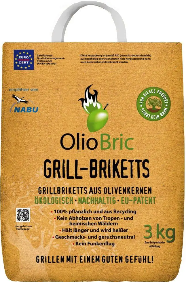 OlioBric Grill-Briketts Aus Olivenkernen 1 OlioBric Grill-Briketts Aus Olivenkernen